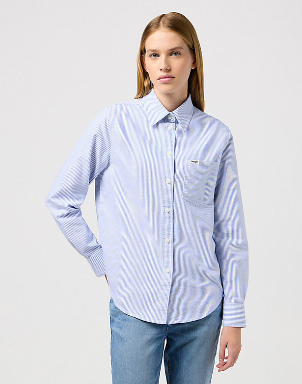 One Pocket Shirt in Blue Stripe