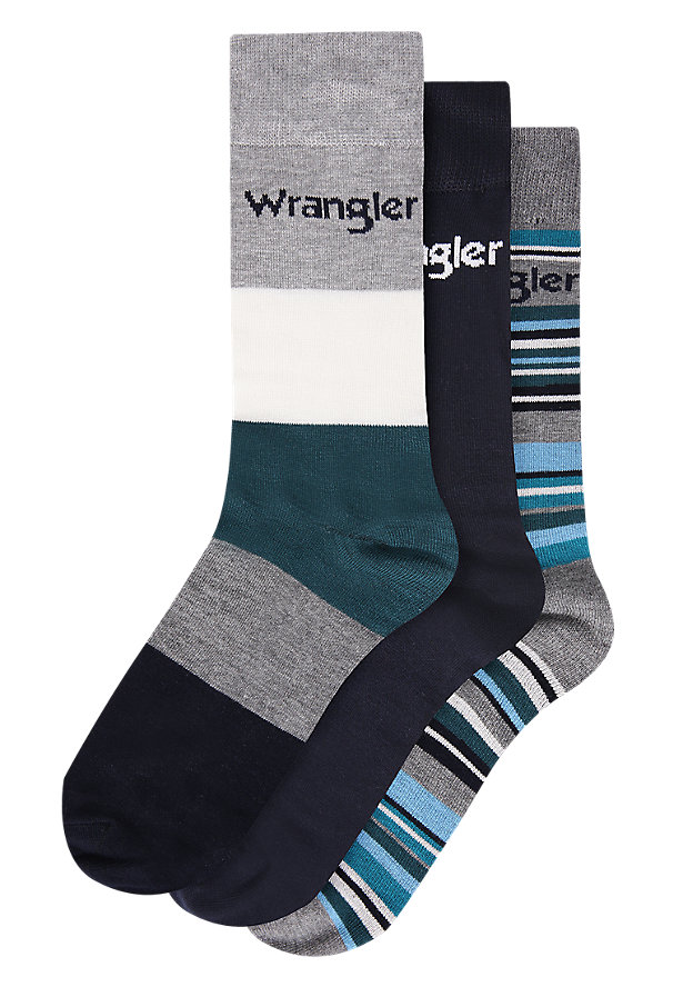 3 Pack Socks in Teal Mix