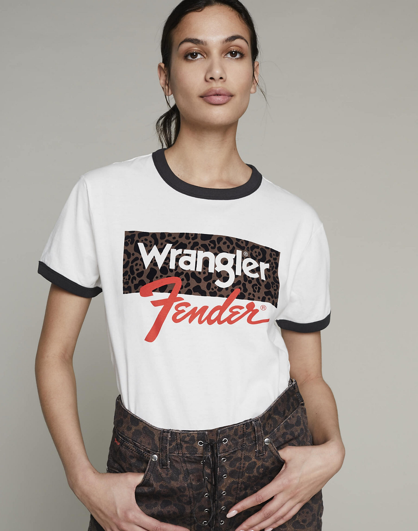 FENDER X WRANGLER® Relaxed Ringer Tee in Faded Black main view