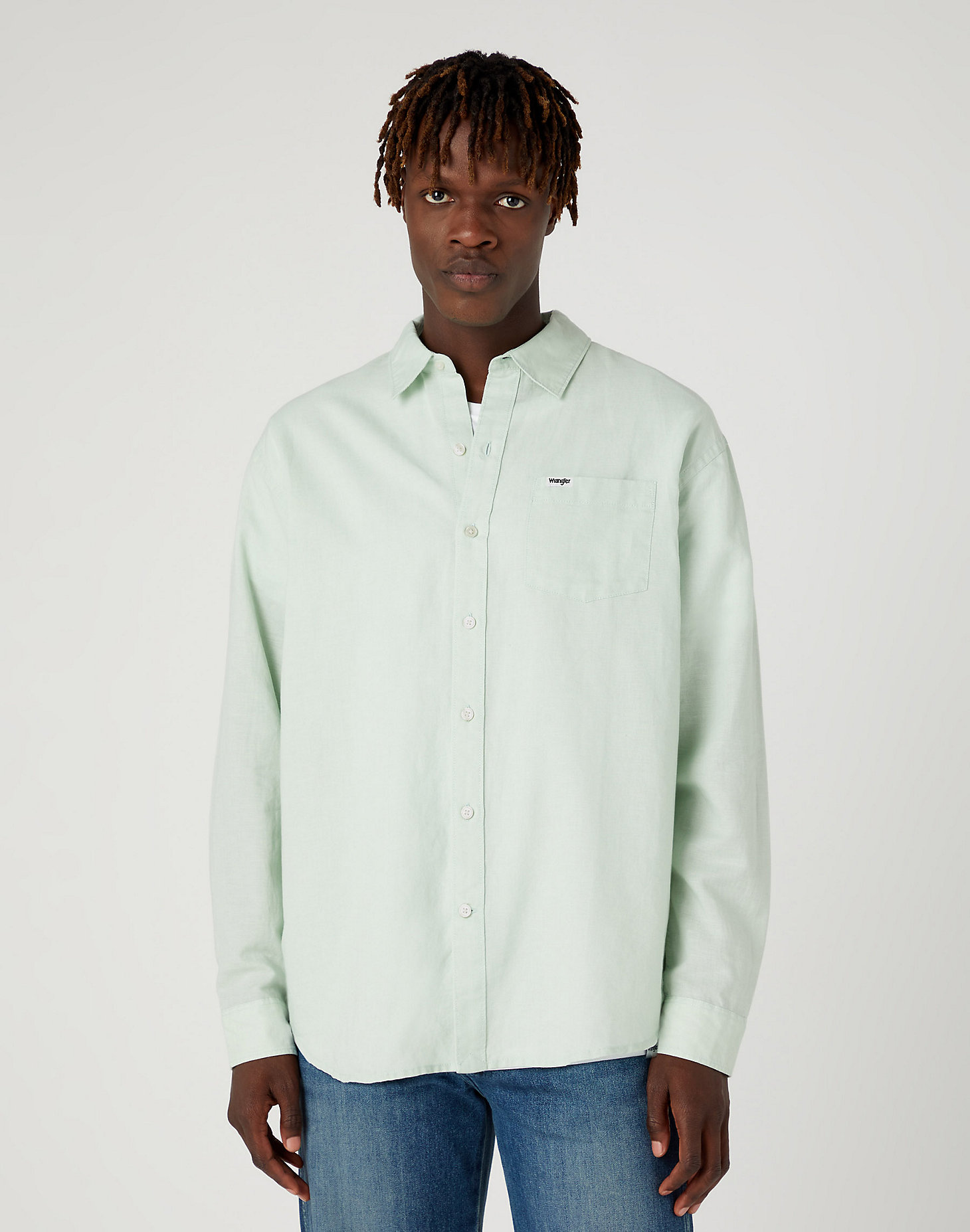 Long Sleeve One Pocket Shirt in Surf Spray main view