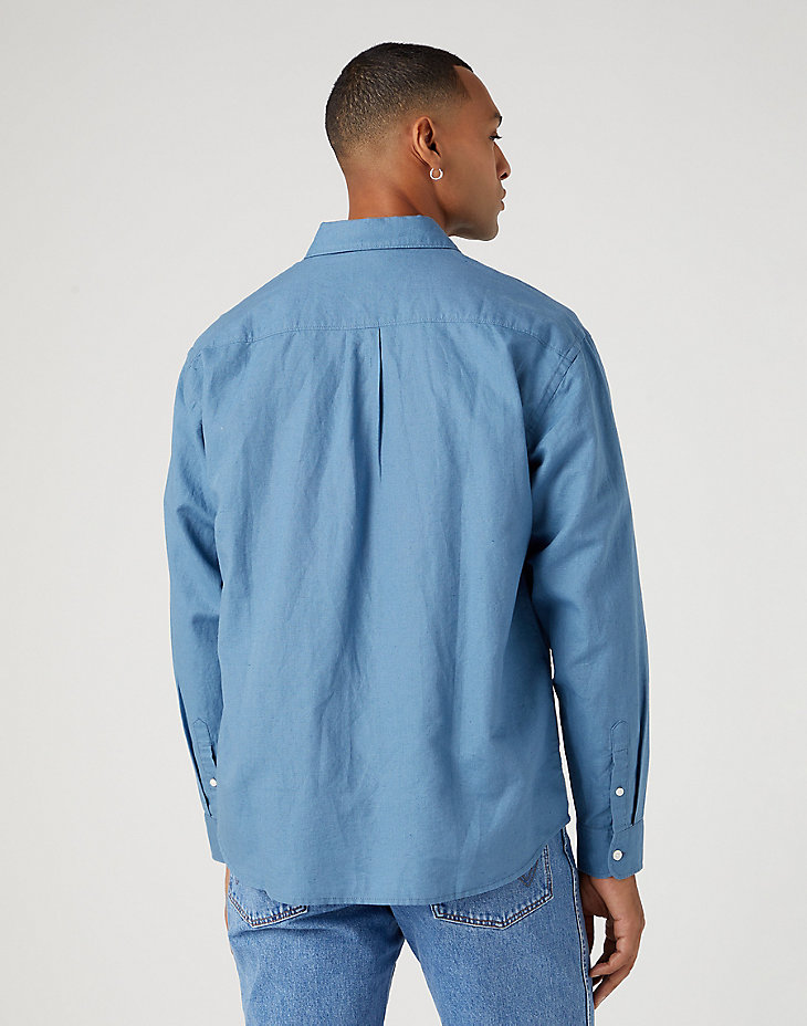 Long Sleeve One Pocket Shirt in Captains Blue alternative view 2