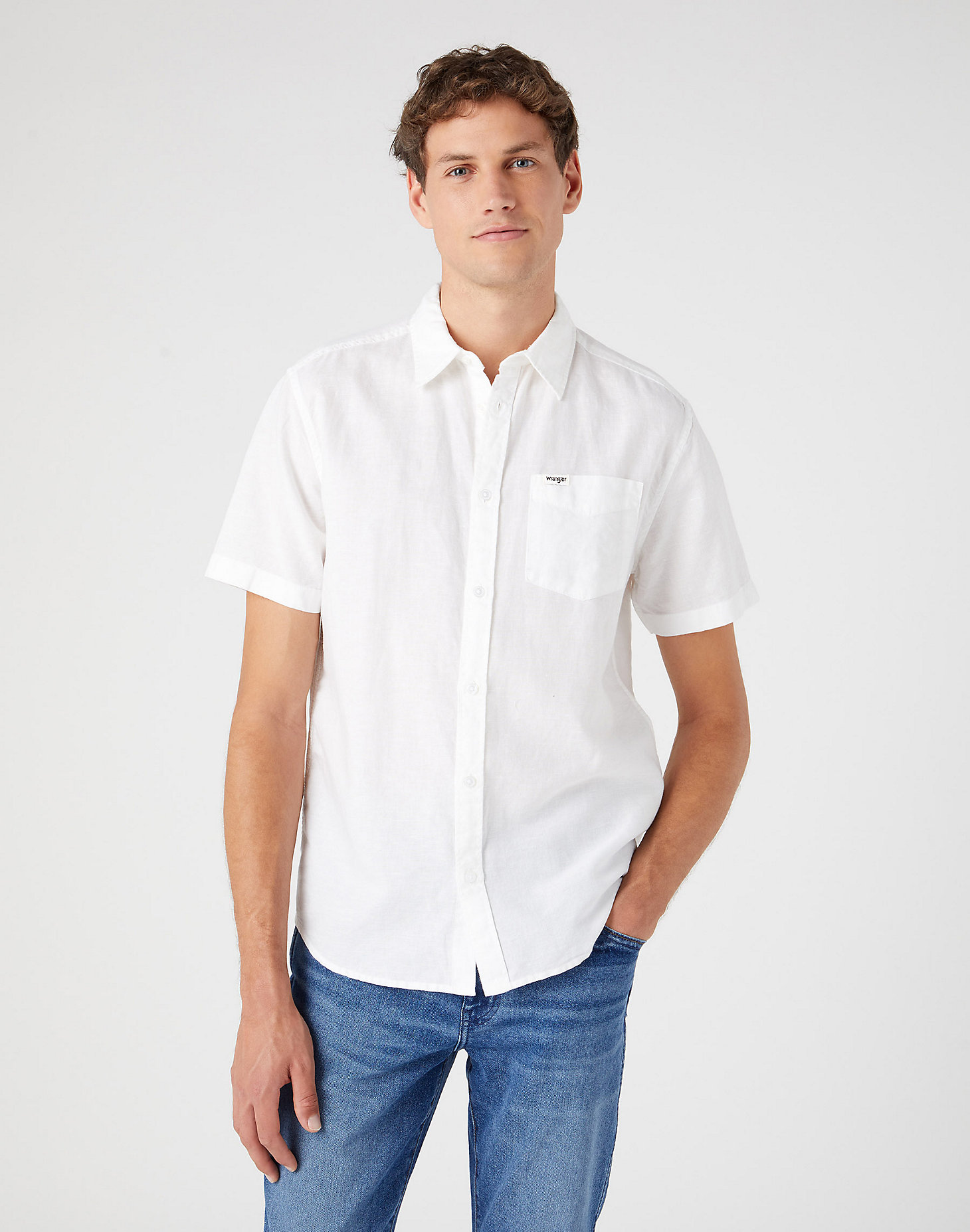 Short Sleeve 1 Pocket Shirt in White main view