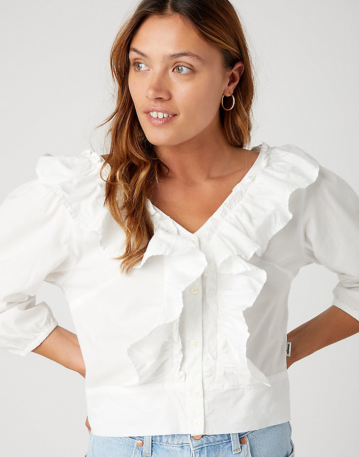 Western Frill Blouse in Worn White alternative view 3