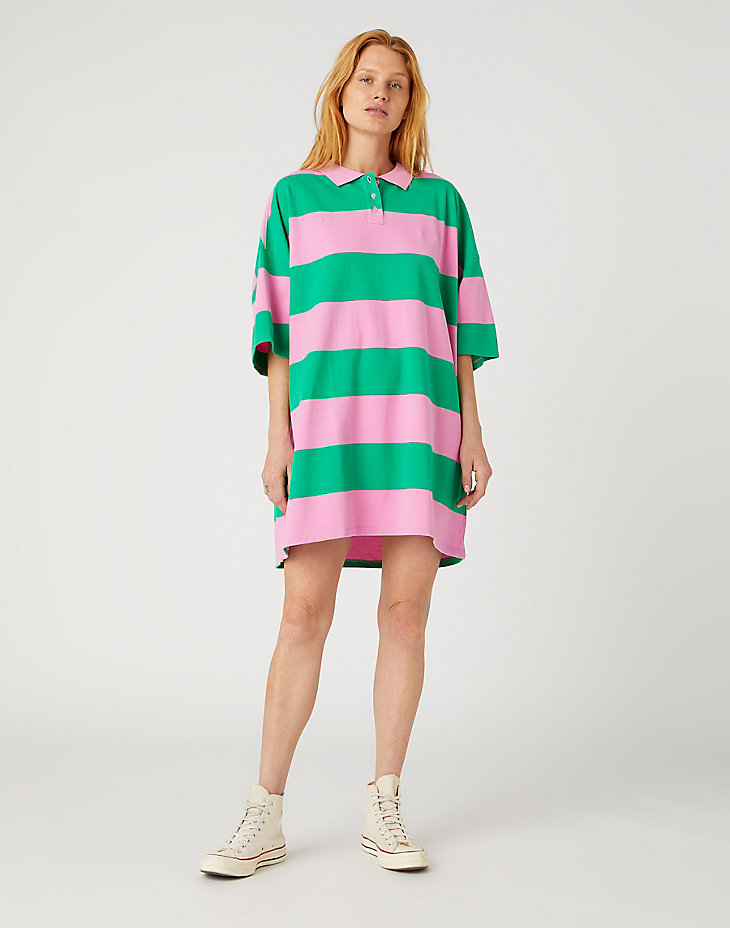 Polo Tee Dress in Bright Green main view