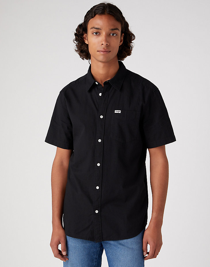 Short Sleeve 1 Pocket Shirt in Black main view