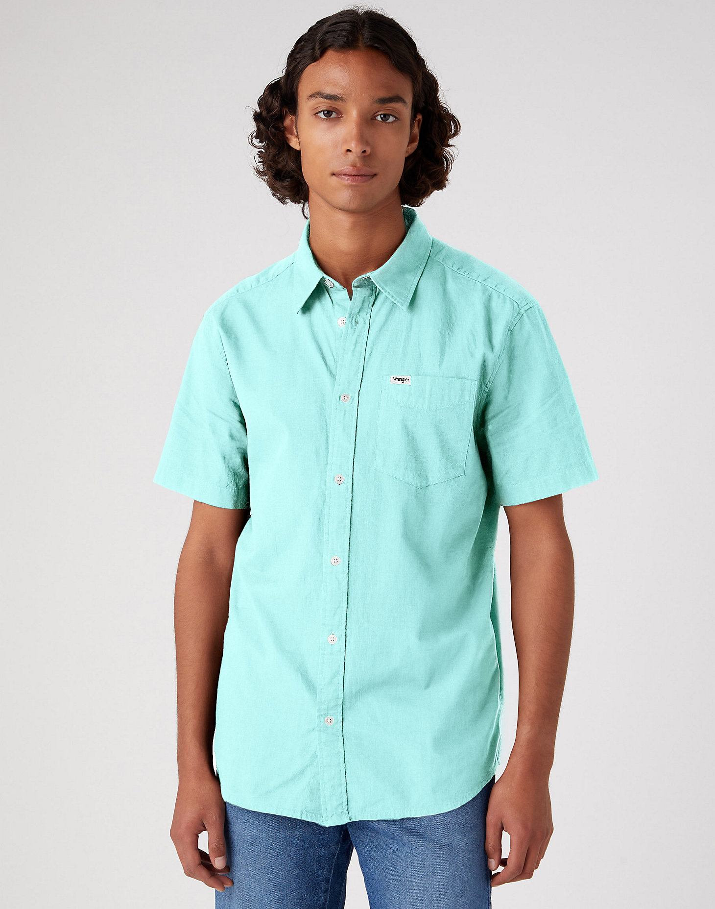 Short Sleeve 1 Pocket Shirt in Canal Blue main view