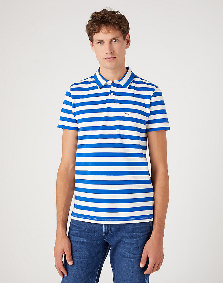 Stripe Polo Shirt in Wrangler Blue main view