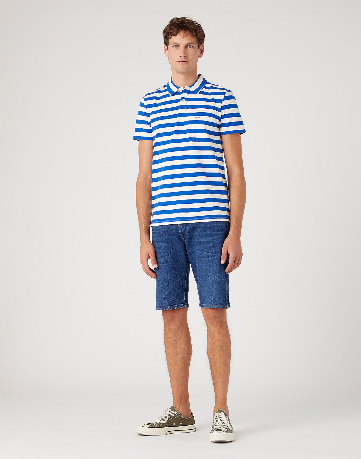 Stripe Polo Shirt in Wrangler Blue alternative view 1