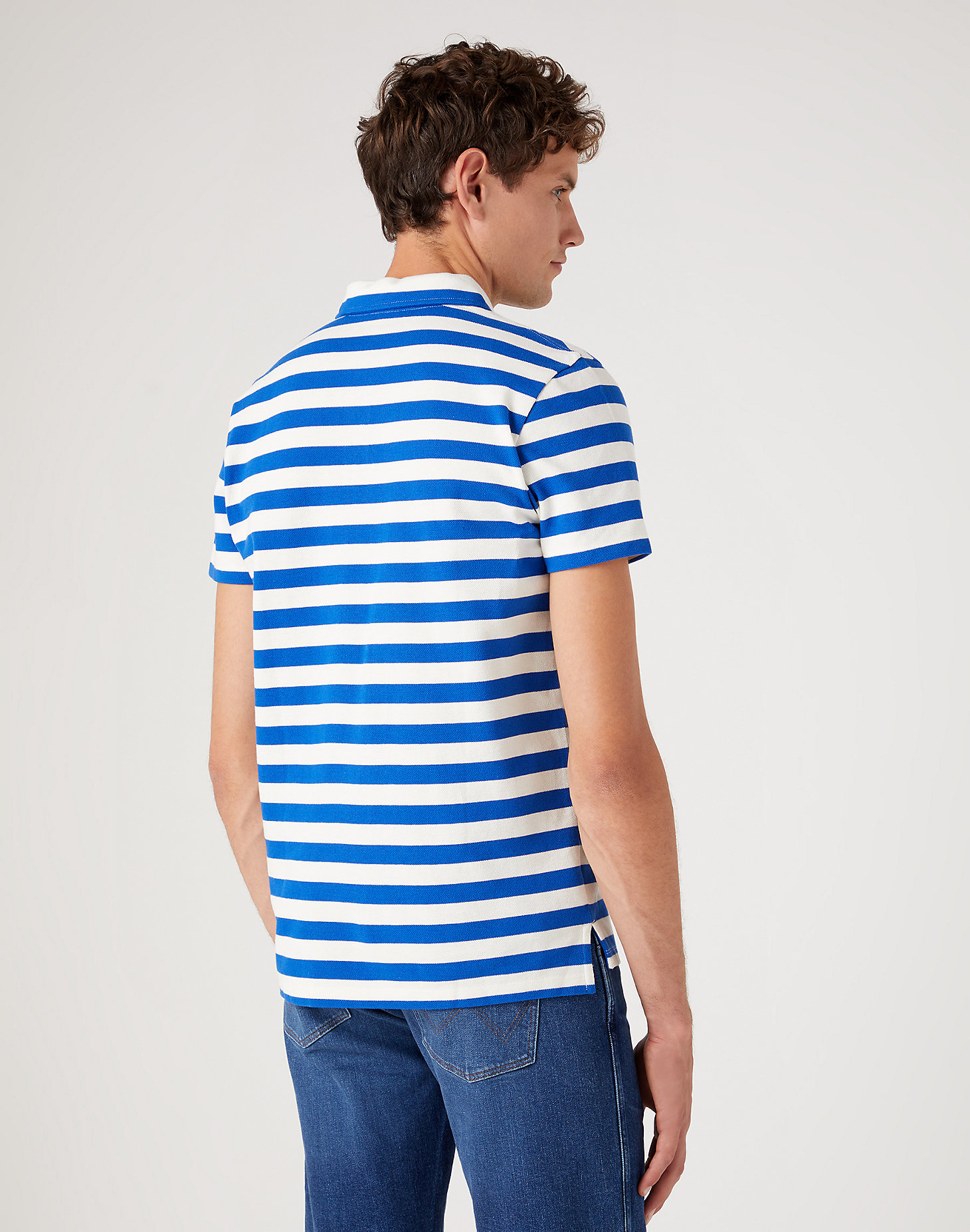 Stripe Polo Shirt in Wrangler Blue alternative view 2