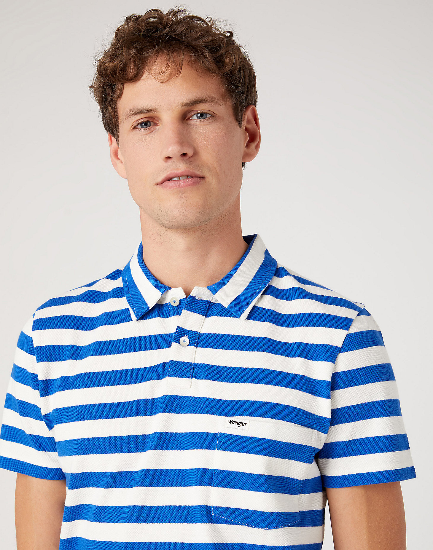 Stripe Polo Shirt in Wrangler Blue alternative view 3