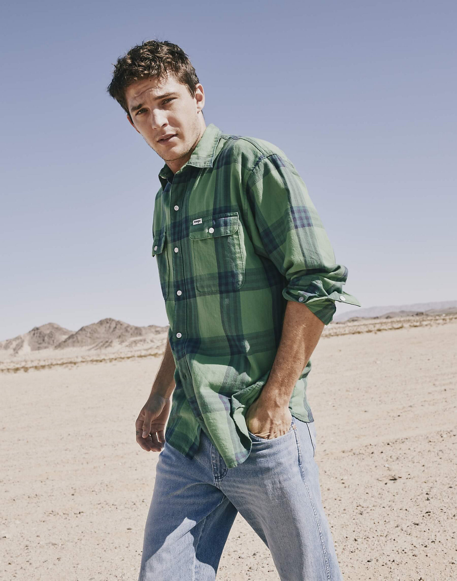 Patch Pocket Shirt in Pine Green main view