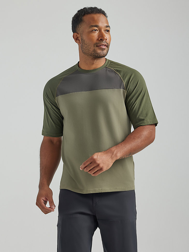 Short Sleeve Hybrid Tee in Dusty Olive main view
