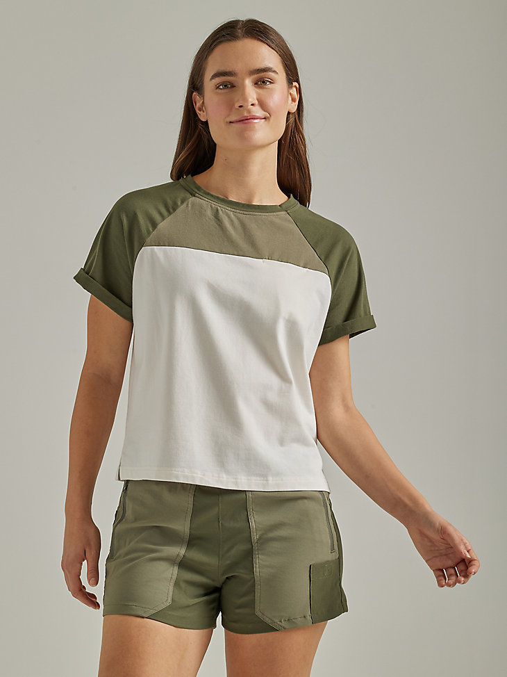 Short Sleeve Hybrid Tee in Dusty Olive main view
