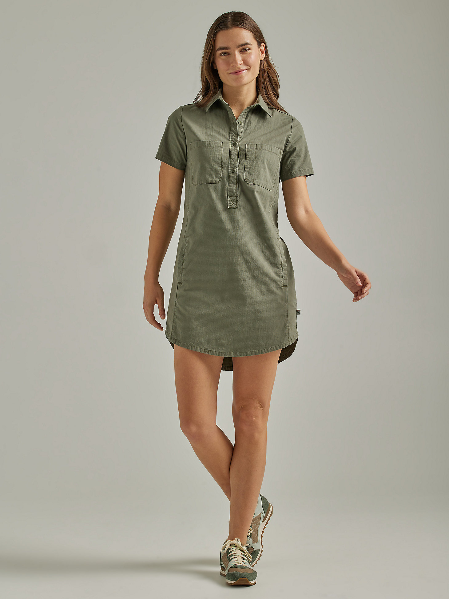 Adventure Dress in Dusty Olive main view
