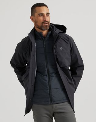 Wrangler ATG Men's All-Terrain Black Zip-Front Hooded Rain Jacket