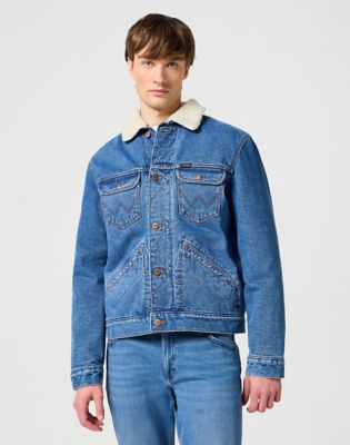 Blue denim sherpa jacket sale