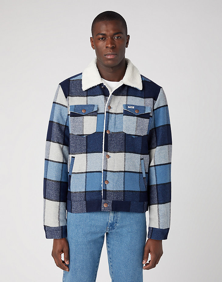 Wool Trucker Jacket in Captains Blue main view