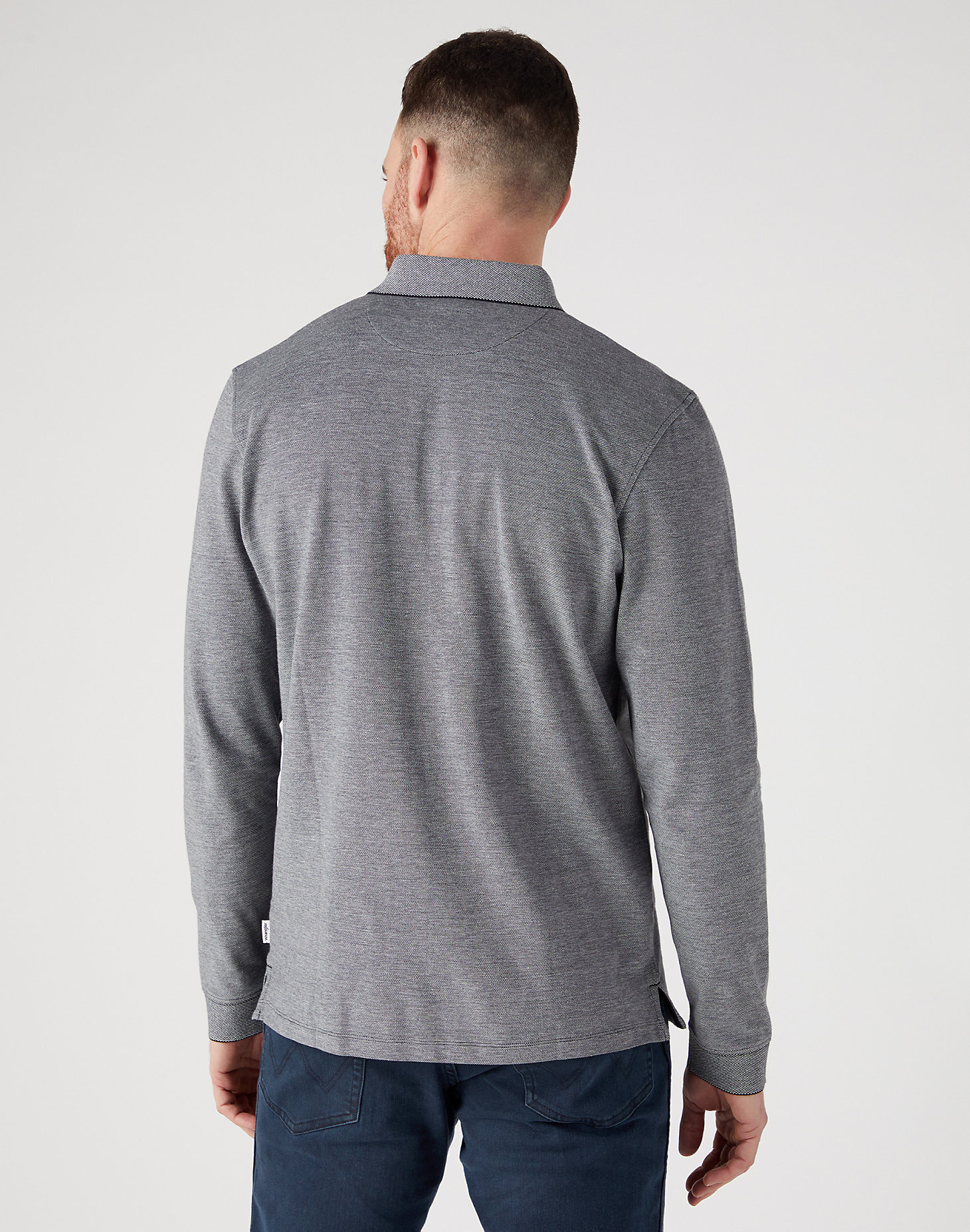 Long Sleeve Refined Polo in Black alternative view 2