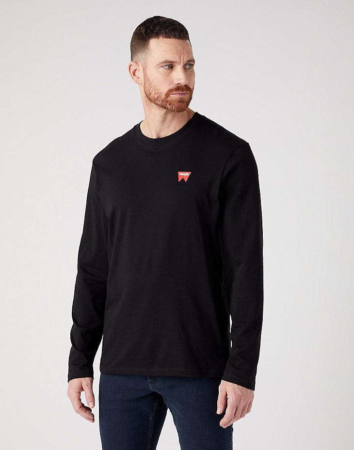 Long Sleeve Sign Off Tee in Black main view