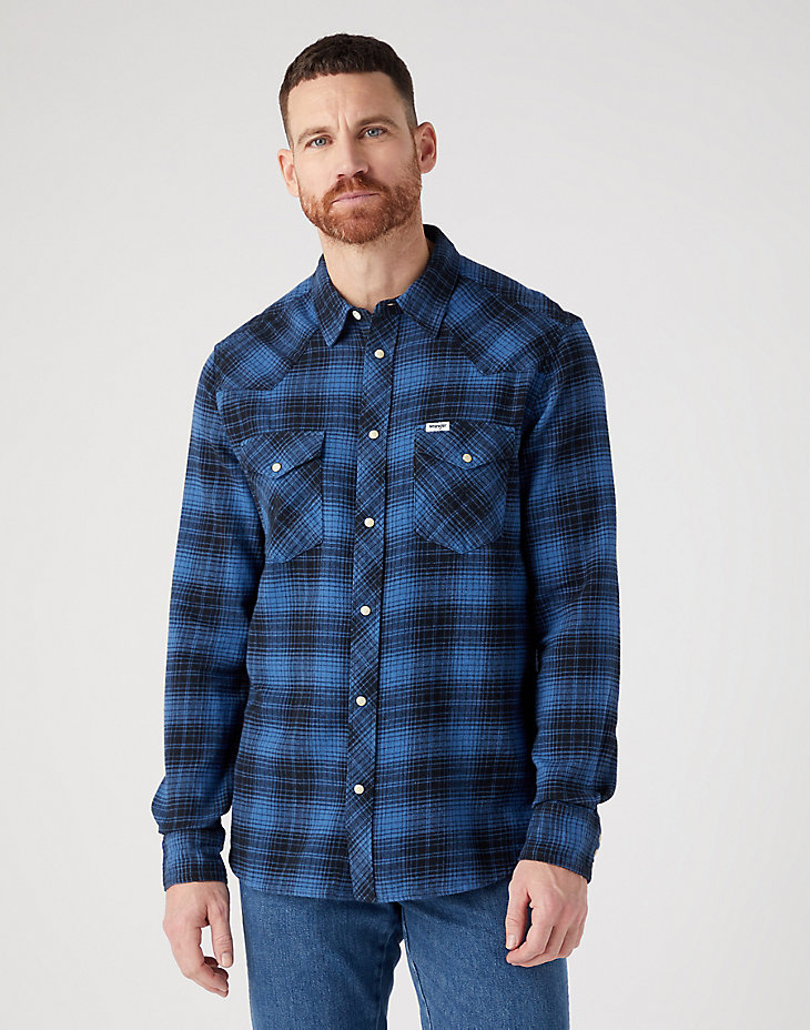 Long Sleeve Western Shirt in Federal Blue main view