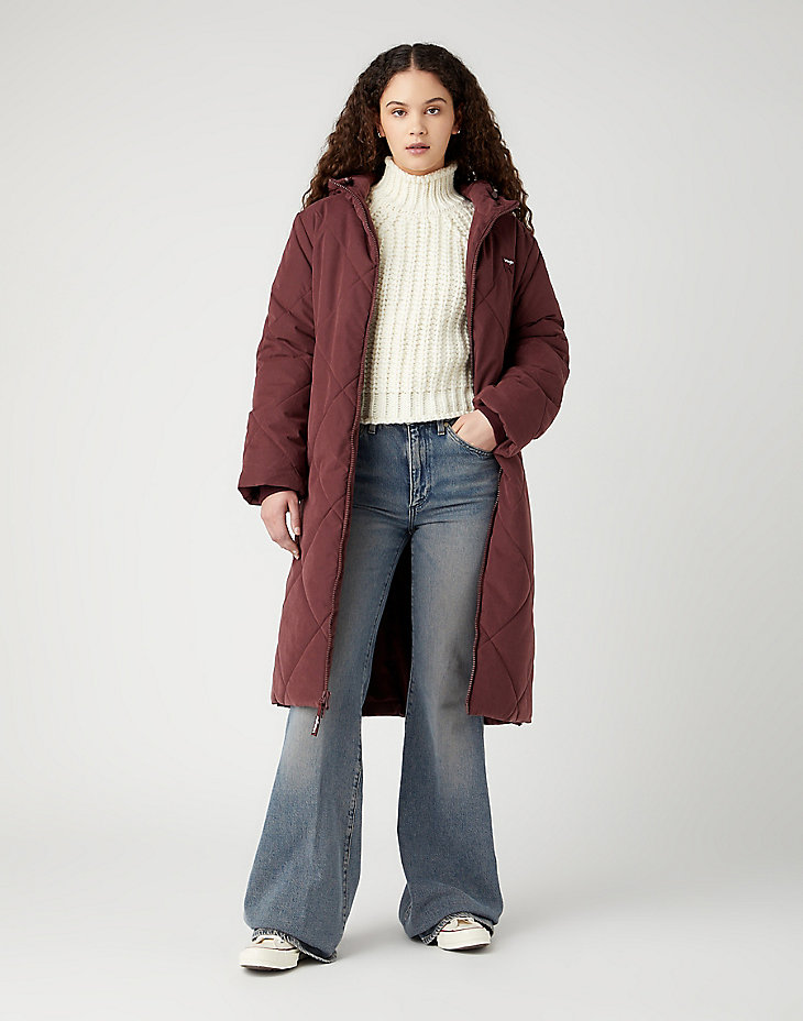 Long Quilted Jacket in Dahlia alternative view