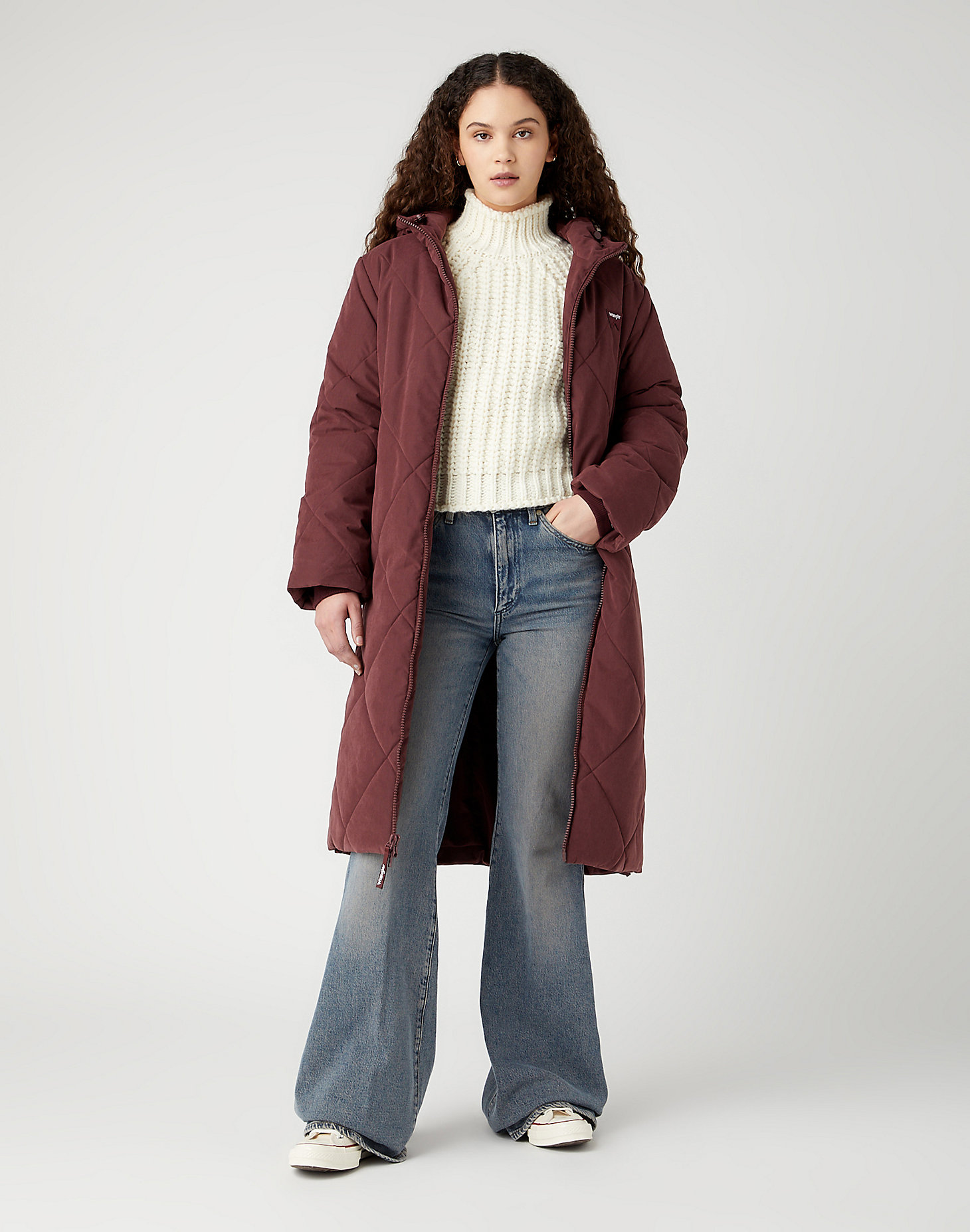 Long Quilted Jacket in Dahlia alternative view 1