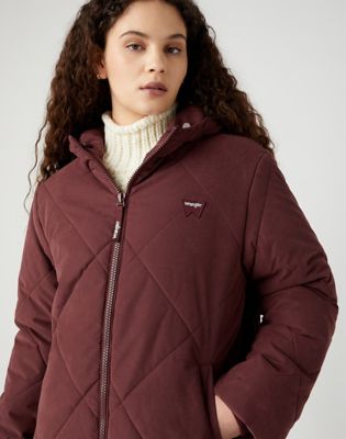 Burgundy quilted hot sale jacket womens