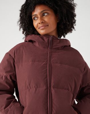 Burgundy puffer 2024 coat women's