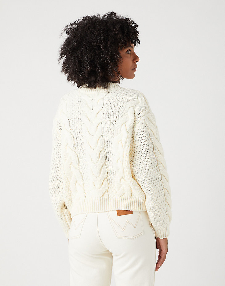 Crew Neck Cable Knit in Worn White alternative view 4