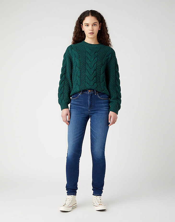 Crew Neck Cable Knit in Dark Matcha alternative view