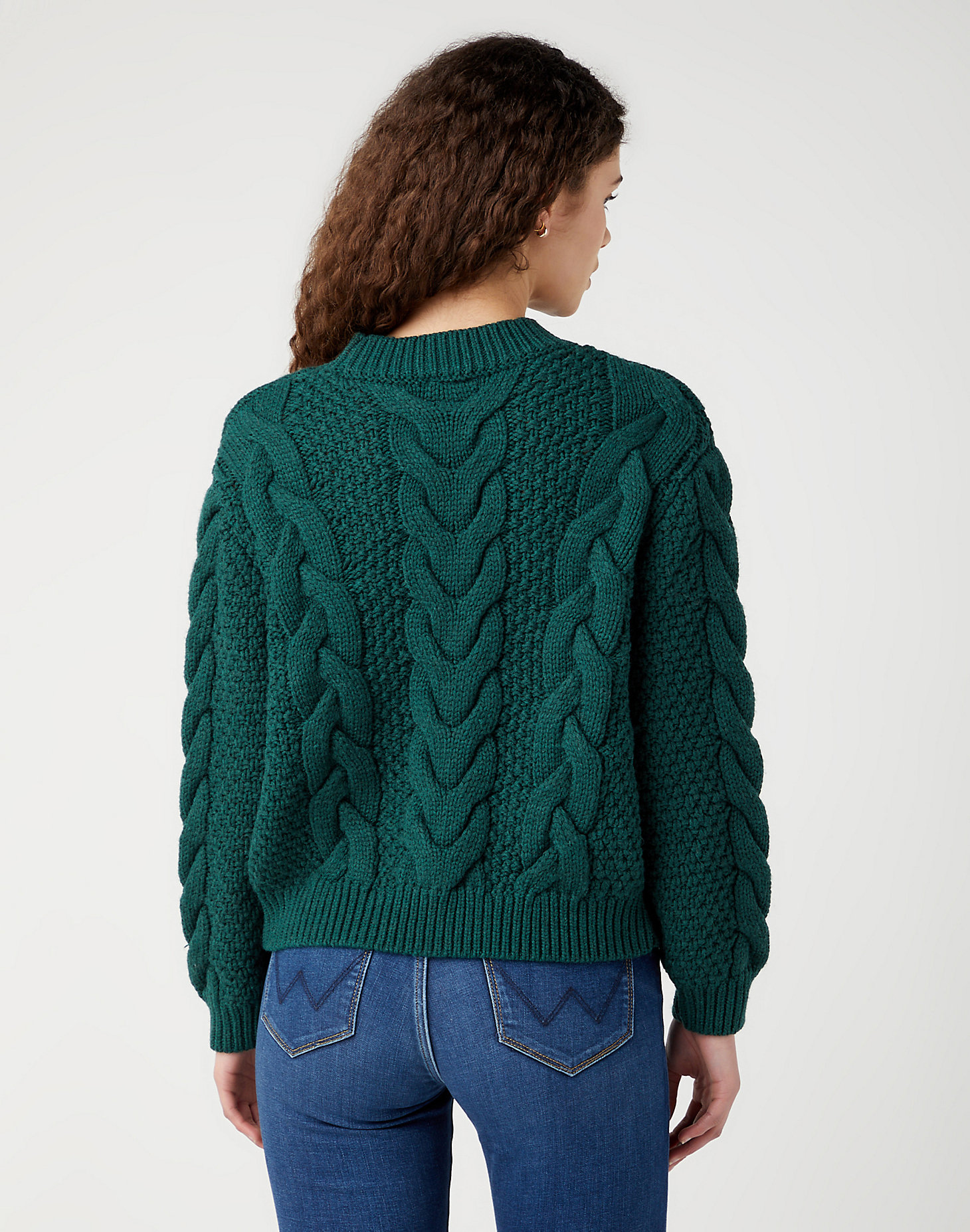 Crew Neck Cable Knit in Dark Matcha alternative view 2