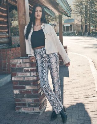 Flared snake print store pants