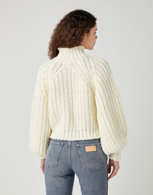 Cropped balloon hot sale sleeve sweater