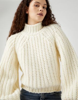 Balloon Sleeve Sweater in Worn White | Outlet | Wrangler®