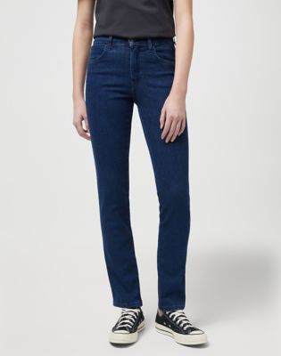 Wrangler High Rise Barrel Leg Jeans, Dark Denim - McElhinneys