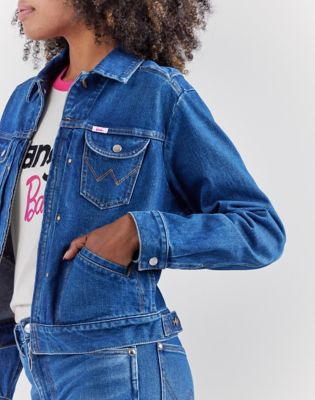 Wrangler x Barbie Zip Front Denim Jacket in Wrangler Blue Wrangler x Barbie Wrangler