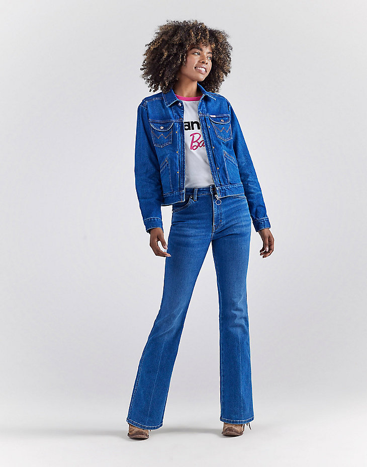Wrangler x Barbie™ Zip Front Denim Jacket in Wrangler Blue alternative view 7