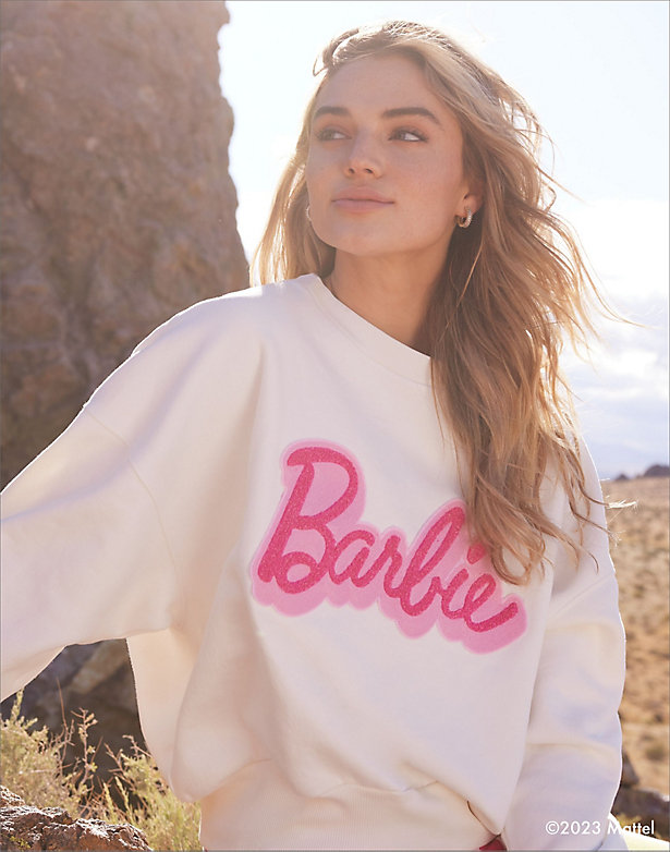 Wrangler x Barbie™ Relaxed Logo Sweatshirt in Worn White