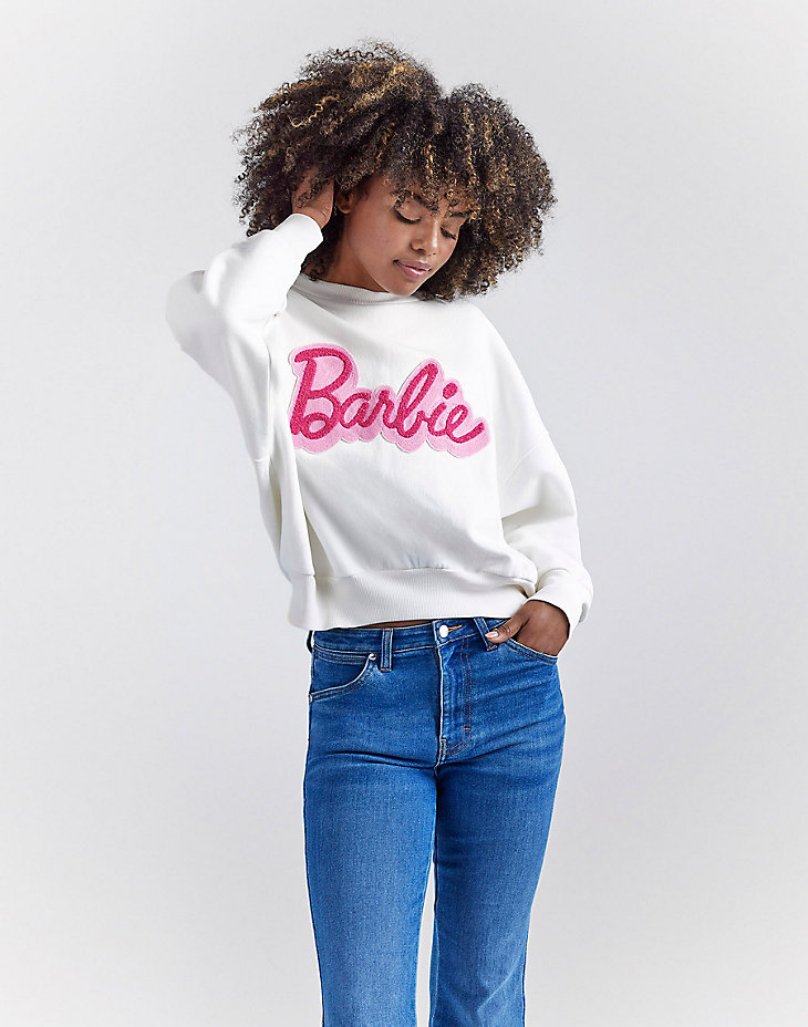 Wrangler x Barbie™ Relaxed Logo Sweatshirt in Worn White alternative view
