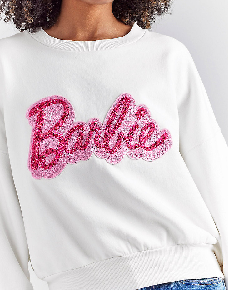 Wrangler x Barbie™ Relaxed Logo Sweatshirt in Worn White alternative view 3