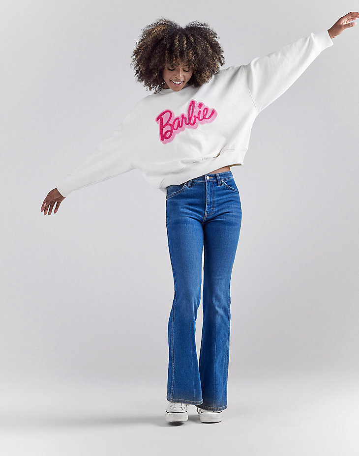 Wrangler x Barbie™ Relaxed Logo Sweatshirt in Worn White alternative view 5