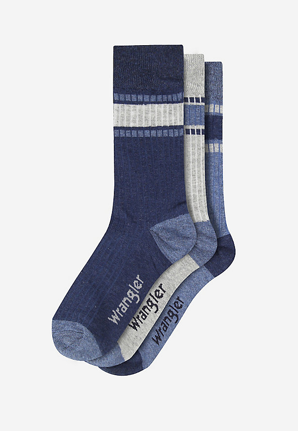3-Pack Ribbed Socks in Denim Melange