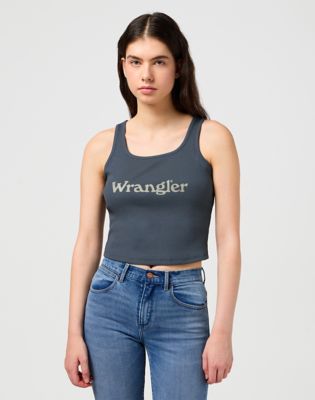 Wrangler Cropped Compression Tank - Second Hand T-shirt - Women's - Pink -  S