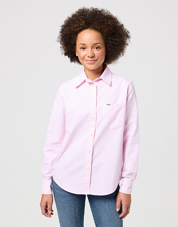 One Pocket Shirt in Pink Stripe