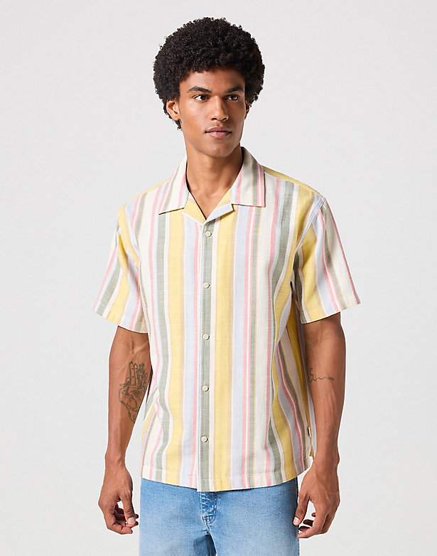 Short Sleeve Resort Shirt in Multi Stripe