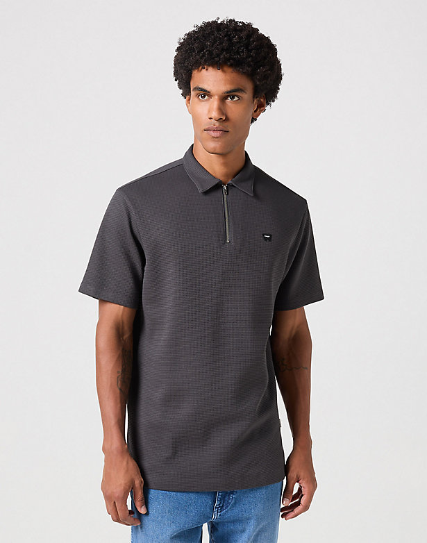 Rugby Polo Shirt in Faded Black