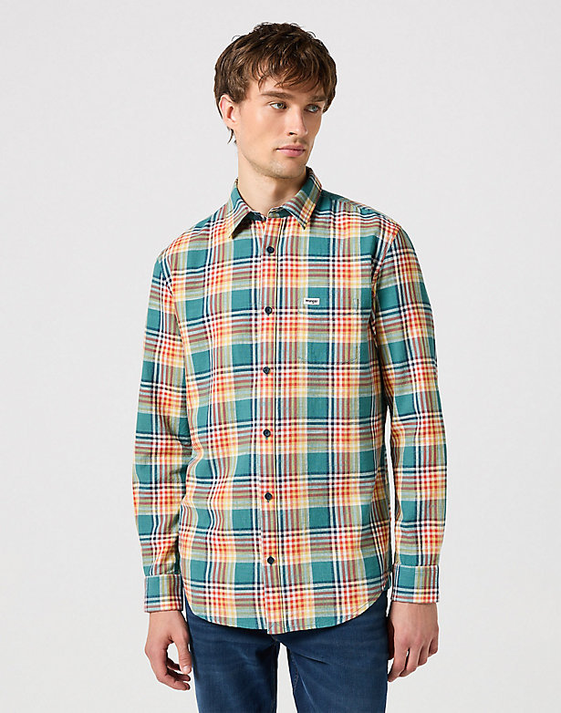Long Sleeve One Pocket Shirt in Hydro