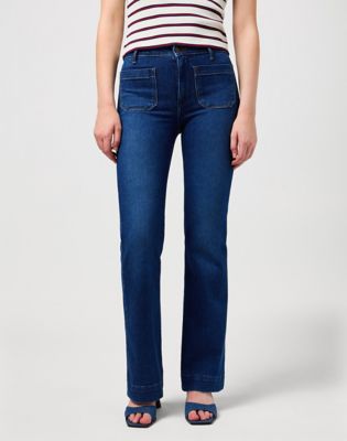 Wrangler Vaqueros elásticos azules auténticos ajustados para mujer W28kxr44p