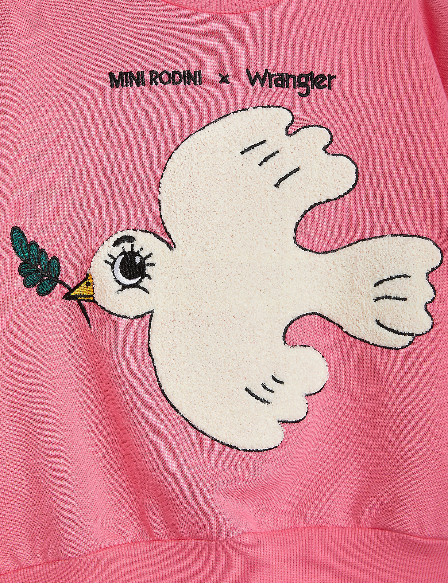 Mini Rodini x Wrangler Peace Dove Chenille Sweatshirt in Pink alternative view 3