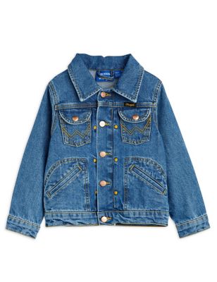 Mini Rodini x Wrangler Peace Dove Denim Flared Jeans in Blue